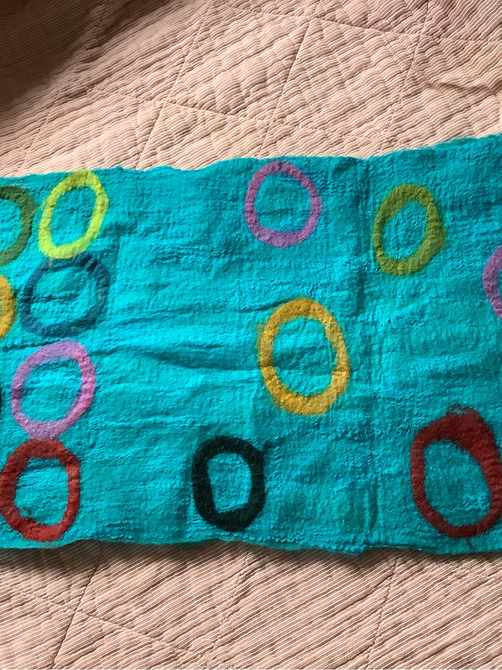 Turquoise Circle Print Throw Blanket - Unbranded